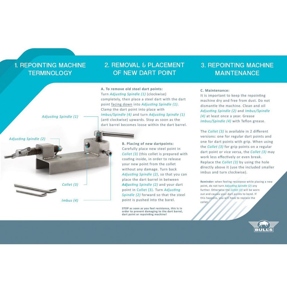 Sprava za zamenu steel vrhova Bull's Repointing Machine + 2 adaptera - Slika 4