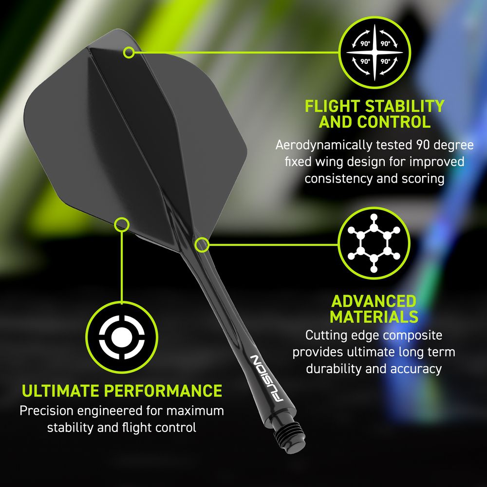 Integrisana pera i tela Winmau Fusion crna, standard No6 pera i intermediate tela - Slika 3