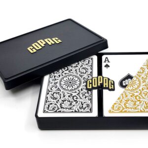 Poker karte bridge  COPAG 1546 Kanasta, 100% plastika,Regular index, crno-zlatna,dupli špil