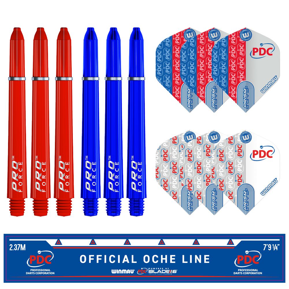 Kompletni pikado set Winmau, tabla Blade 6, PDC okvir, 2 seta strelica,linija i checkout karta - Slika 5