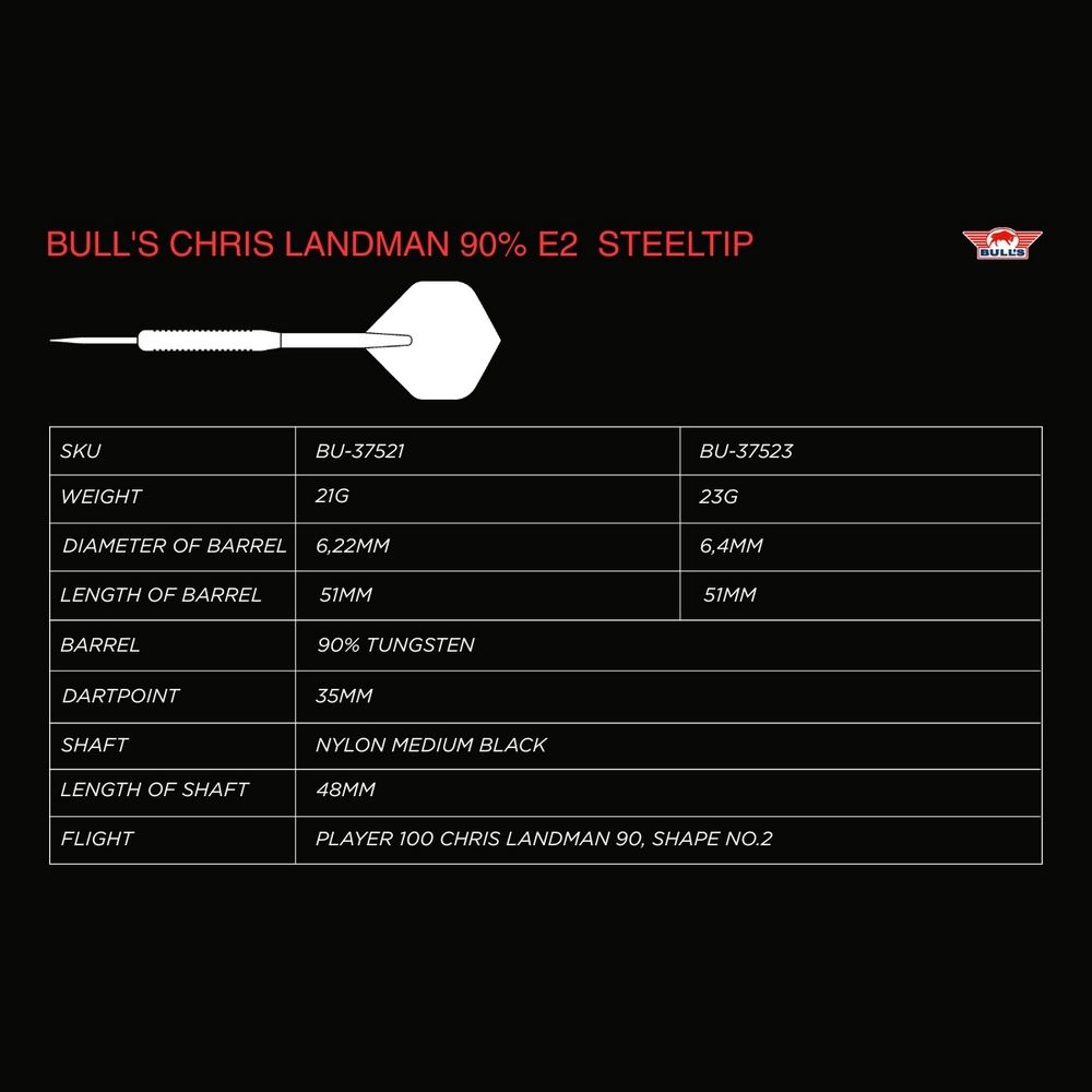 Set strelica steel Bull's Chris Landman E2 23g 90% wolfram - Slika 4