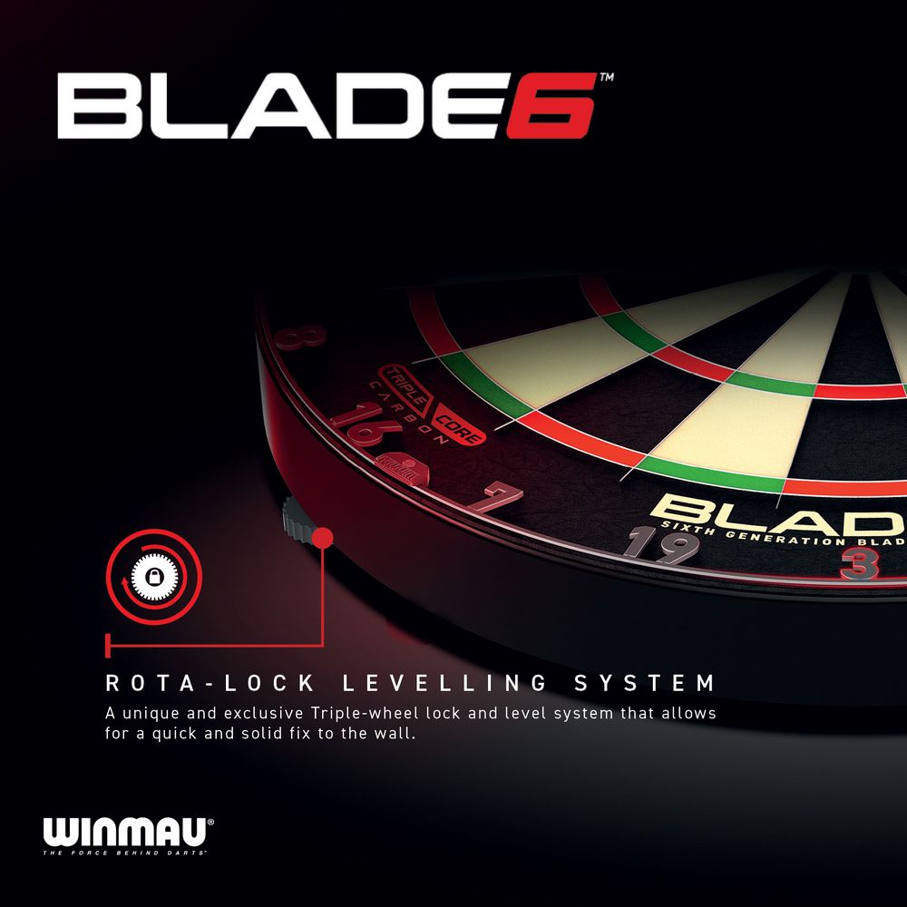Kompletni pikado set Winmau, tabla Blade 6, okvir, 2 seta strelica,linija i checkout karta - Slika 6